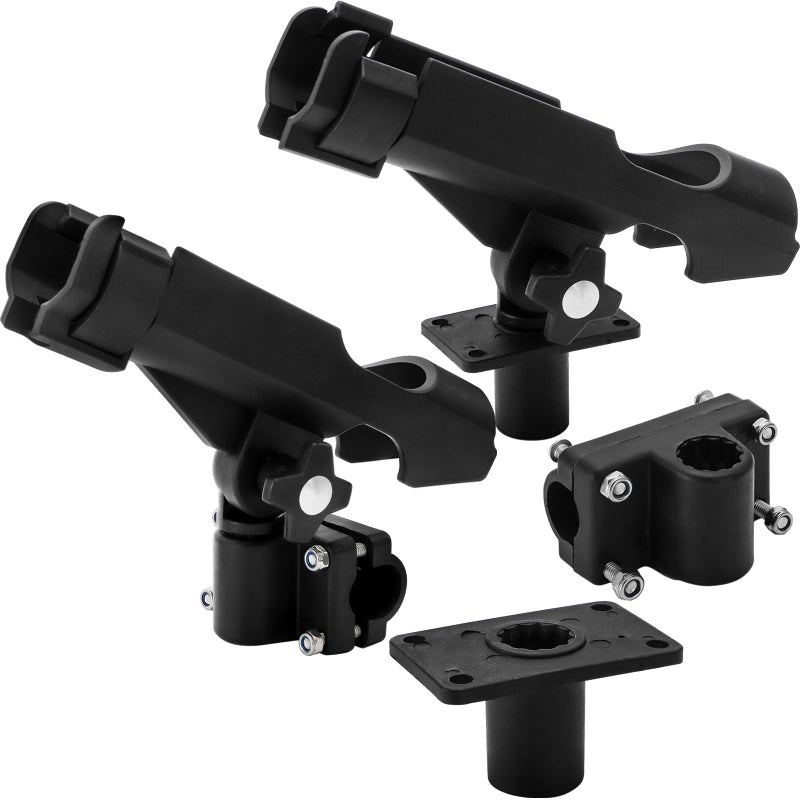 Bekith 2 Pack Fishing Rod Holder with Combo Mount, Adjustable Fishing Boat Rod Holder, Black Finish - Image 1